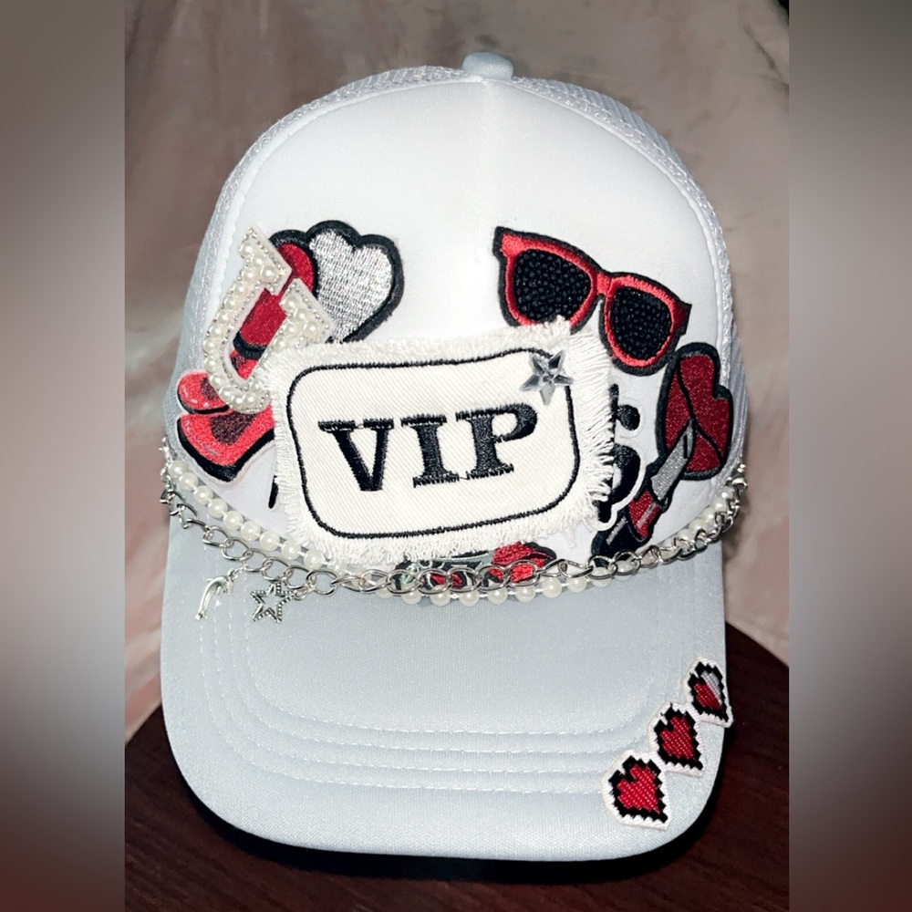 Trucker hat with iron patches